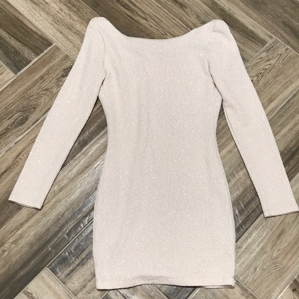 Agaci’ Long sleeve mini beige dress